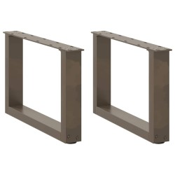 Pieds de table basse en U, 2 pièces, acier naturel, 50 x (30-31) cm 
