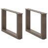 Pieds de table basse en U, 2 pièces, acier naturel, 50 x (30-31) cm 