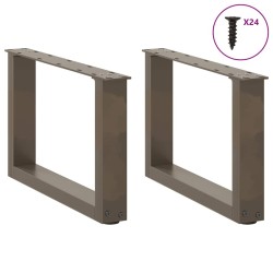 Pieds de table basse en U, 2 pièces, acier naturel, 50 x (30-31) cm 