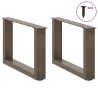 Pieds de table basse en U, 2 pièces, acier naturel, 50 x (30-31) cm 