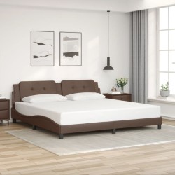 Cadre de lit sans matelas marron 200x200 cm similicuir 