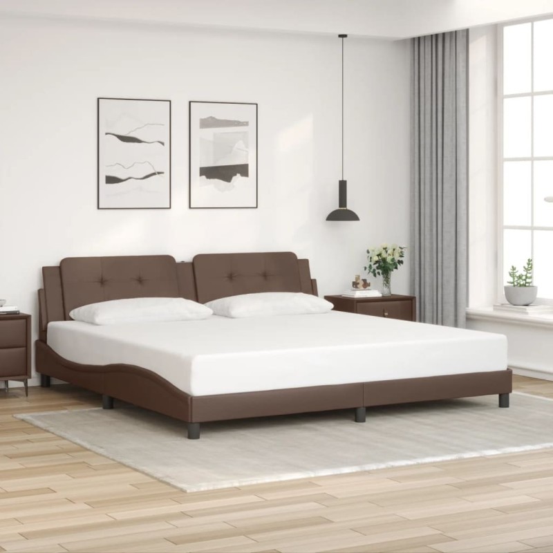 Cadre de lit sans matelas marron 200x200 cm similicuir 