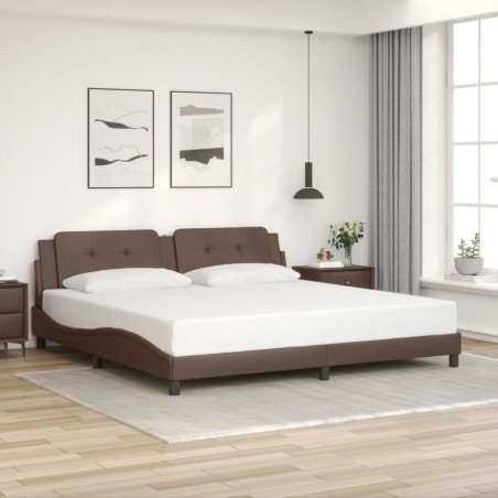 Cadre de lit sans matelas marron 200x200 cm similicuir 