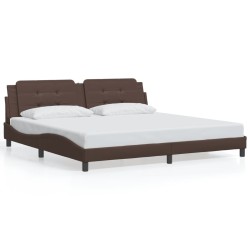 Cadre de lit sans matelas marron 200x200 cm similicuir 