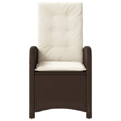 Chaises inclinables de jardin lot de 2 et coussins marron rotin 
