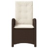 Chaises inclinables de jardin lot de 2 et coussins marron rotin 