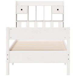 Lit bibliothèque sans matelas blanc 75x190cm bois de pin massif 