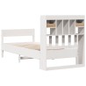Lit bibliothèque sans matelas blanc 75x190cm bois de pin massif 
