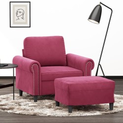 Fauteuil avec repose-pied Rouge bordeaux 60 cm Velours 