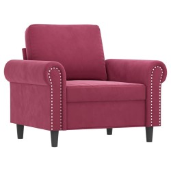Fauteuil avec repose-pied Rouge bordeaux 60 cm Velours 