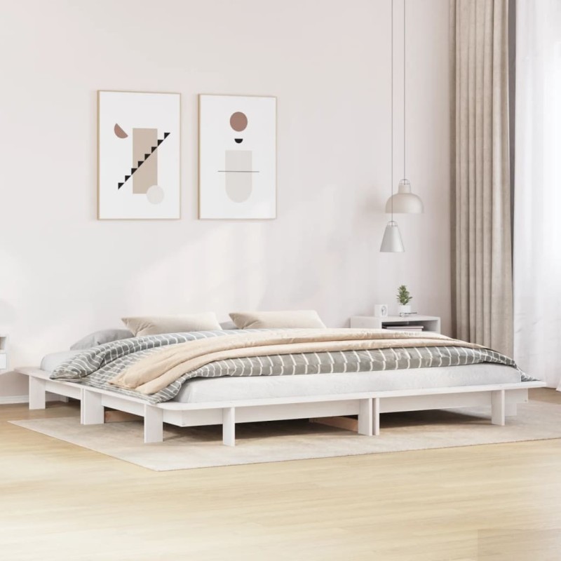 Cadre de lit sans matelas blanc 180x200 cm bois massif de pin Cadre de lit sans matelas blanc 180x200 cm bois massif de pin