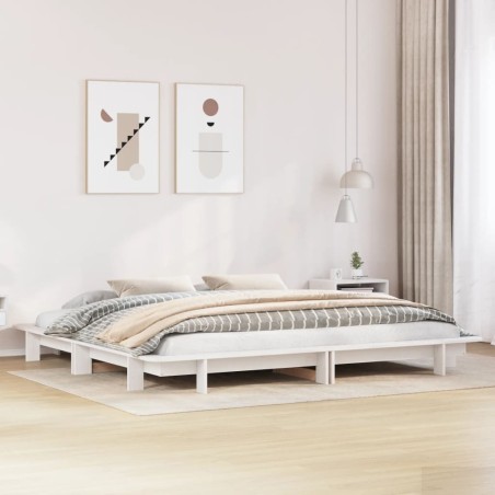 Cadre de lit sans matelas blanc 180x200 cm bois massif de pin 
