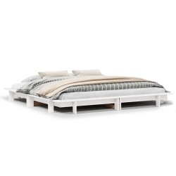 Cadre de lit sans matelas blanc 180x200 cm bois massif de pin 