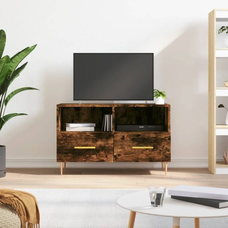 Meuble TV Chêne fumé 80x36x50 cm Bois d'ingénierie 