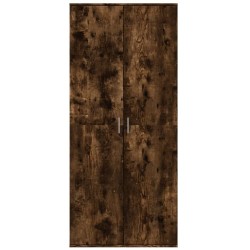 Buffet haut chêne fumé 80x35x180 cm bois d'ingénierie 