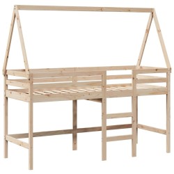 Lit superposé avec échelle et toit sans matelas 90x200 cm 