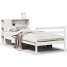 Lit bibliothèque sans matelas blanc 90x190cm bois de pin massif 