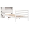 Lit bibliothèque sans matelas blanc 90x190cm bois de pin massif 