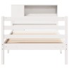 Lit bibliothèque sans matelas blanc 90x190cm bois de pin massif 
