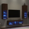 Unités murales TV avec LED 5 pcs chêne marron bois d'ingénierie 