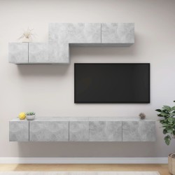 Ensemble de meubles TV 6 pcs Gris béton Bois d'ingénierie 