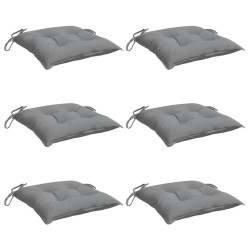 Coussins de chaise lot de 6 gris 50x50x7 cm tissu oxford 