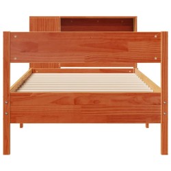 Lit bibliothèque sans matelas cire marron 90x190 cm pin massif 