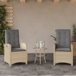 Chaises inclinables jardin lot de 2 et coussins résine tressée 