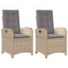 Chaises inclinables jardin lot de 2 et coussins résine tressée 