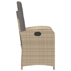 Chaises inclinables jardin lot de 2 et coussins résine tressée 