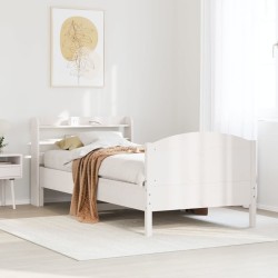 Cadre de lit sans matelas blanc 90x200 cm bois de pin massif 