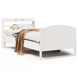 Cadre de lit sans matelas blanc 90x200 cm bois de pin massif 