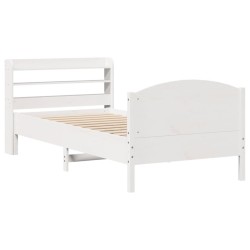 Cadre de lit sans matelas blanc 90x200 cm bois de pin massif 