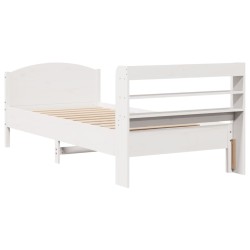 Cadre de lit sans matelas blanc 90x200 cm bois de pin massif 