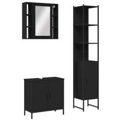 Ensemble d'armoires salle de bain 3 pcs noir bois d'ingénierie 