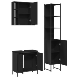 Ensemble d'armoires salle de bain 3 pcs noir bois d'ingénierie 