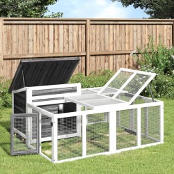 Clapier gris 144x123x67,5 cm bois de pin massif 