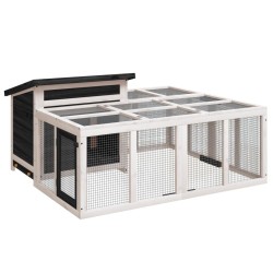 Clapier gris 144x123x67,5 cm bois de pin massif 