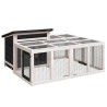 Clapier gris 144x123x67,5 cm bois de pin massif 