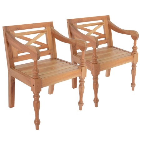 Chaises Batavia lot de 2 marron clair bois d'acajou solide 