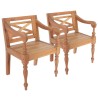 Chaises Batavia lot de 2 marron clair bois d'acajou solide 