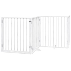 Barrière pour chien porte pliable 8panneaux blanc bois peuplier 