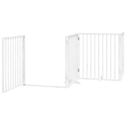Barrière pour chien porte pliable 8panneaux blanc bois peuplier 