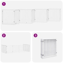 Barrière pour chien porte pliable 8panneaux blanc bois peuplier 