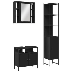 Ensemble d'armoires salle de bain 3 pcs noir bois d'ingénierie 