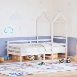 Lit de jour avec toit sans matelas blanc 90x200 cm bois massif 