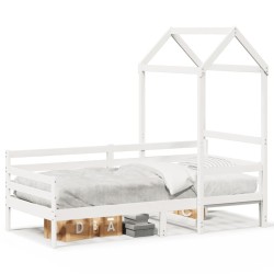 Lit de jour avec toit sans matelas blanc 90x200 cm bois massif 
