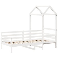 Lit de jour avec toit sans matelas blanc 90x200 cm bois massif 