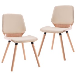 Chaises à manger lot de 2 crème similicuir 