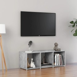 Meuble TV gris béton 107x35x37 cm bois d’ingénierie 